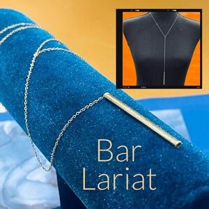 Gold Tone 925 Silver Lariat Bar Necklace